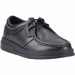 ) Hush Puppies Ronan Mocc Leather Boys's Black Moccasins Shoes - Black, 12 (Adults'
