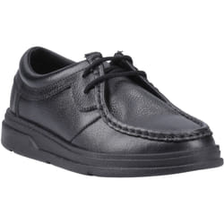 ) Hush Puppies Ronan Mocc Leather Boys's Black Moccasins Shoes - Black, 1 (Adults'