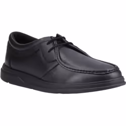 ) Hush Puppies Ronan Mocc Leather Boys's Black Moccasins Shoes - Black, 4 (Adults'