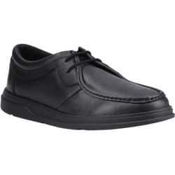 ) Hush Puppies Ronan Mocc Leather Boys's Black Moccasins Shoes - Black, 5 (Adults'