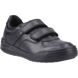 ) Hush Puppies Sully Leather Boys's Black Shoes - Black, 2 (Adults'