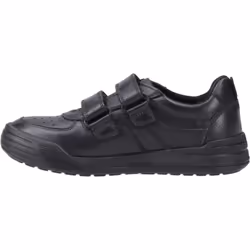 ) Hush Puppies Sully Leather Boys's Black Shoes - Black, 2 (Adults'