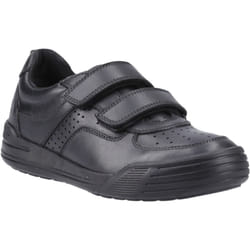 ) Hush Puppies Sully Leather Boys's Black Shoes - Black, 3 (Adults'