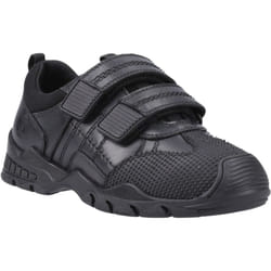 ) Hush Puppies Tristen Leather Boys's Black Loafers - Black, 12 (Adults'