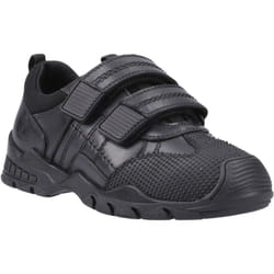 ) Hush Puppies Tristen Leather Boys's Black Loafers - Black, 6 (Adults'
