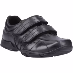 ) Hush Puppies Vance Leather Boys's Black Loafers - Black, 2 (Adults'