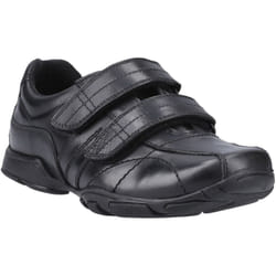 ) Hush Puppies Vance Leather Boys's Black Loafers - Black, 2 (Adults'