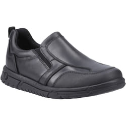 ) Hush Puppies Sergio Leather Boys's Black Loafers - Black, 11 (Adults'