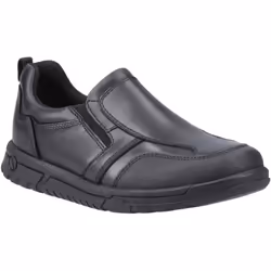 ) Hush Puppies Sergio Leather Boys's Black Loafers - Black, 1 (Adults'