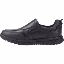 ) Hush Puppies Sergio Leather Boys's Black Loafers - Black, 1 (Adults'