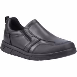 ) Hush Puppies Sergio Leather Boys's Black Loafers - Black, 6 (Adults'