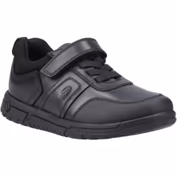 ) Hush Puppies Sutton Bungee Leather Boys's Black Lace-Up Shoes - Black, 4 (Adults'