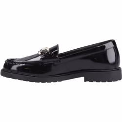 ) Hush Puppies Verity Patent Snaffle Leather Women's Black Loafers - Black, 6 (Adults'