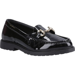 ) Hush Puppies Verity Patent Snaffle Leather Women's Black Loafers - Black, 8 (Adults'