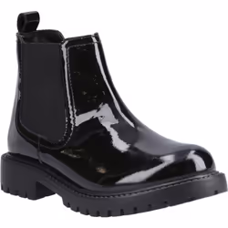) Hush Puppies Ariella Chelsea Leather Girls's Black Boots - Black, 12 (Adults'