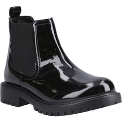 ) Hush Puppies Ariella Chelsea Leather Girls's Black Boots - Black, 12 (Adults'