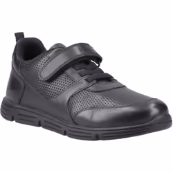 ) Hush Puppies Alfie Bungee Jnr Leather Boys's Black Shoes - Black, 10 (Adults'