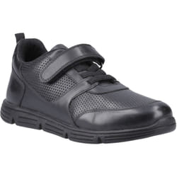 ) Hush Puppies Alfie Bungee Jnr Leather Boys's Black Shoes - Black, 10 (Adults'