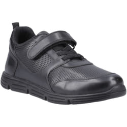 ) Hush Puppies Alfie Bungee Snr Leather Boys's Black Shoes - Black, 4 (Adults'