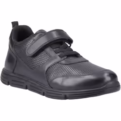 ) Hush Puppies Alfie Bungee Snr Leather Boys's Black Shoes - Black, 5 (Adults'