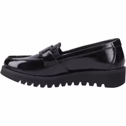 ) Hush Puppies Francis Loafer Patent Leather Girls's Black Loafers - Black, 9 (Adults'