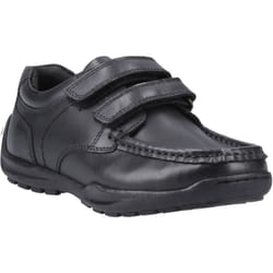 ) Hush Puppies Maddox Touch Fastening Leather Boys's Black Shoes - Black, 7 (Adults'