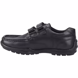 ) Hush Puppies Maddox Touch Fastening Leather Boys's Black Shoes - Black, 8 (Adults'