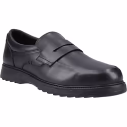 ) Hush Puppies Rocco Loafer Leather Boys's Black Loafers - Black, 6 (Adults'