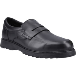 ) Hush Puppies Rocco Loafer Leather Boys's Black Loafers - Black, 6 (Adults'