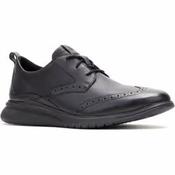) Hush Puppies Advance Leather Men's Black/Black Lace-Up Shoes - Black, 8 (Adults'