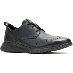 ) Hush Puppies Advance Leather Men's Black/Black Lace-Up Shoes - Black, 12 (Adults'