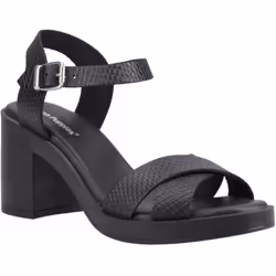 ) Hush Puppies Georgia Leather Women's Black/Snake Sandals - Black, 3 (Adults'