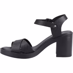 ) Hush Puppies Georgia Leather Women's Black/Snake Sandals - Black, 3 (Adults'