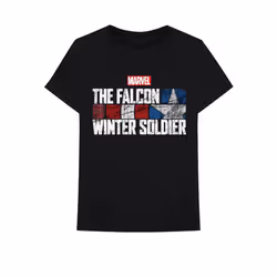 Marvel Comics Unisex Adult Falcon & Winter Soldier Text Cotton Logo T-Shirt - S, Black
