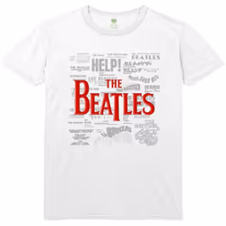 The Beatles Unisex Adult Titles Cotton Logo T-Shirt - white, S
