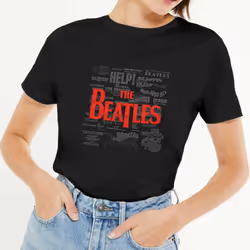 The Beatles Unisex Adult Titles Cotton Logo T-Shirt - white, S