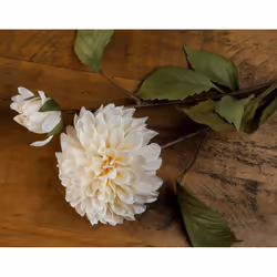 Hill Interiors Dahlia Artificial Flower - One Size, White/Green