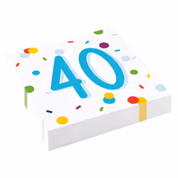 Amscan Confetti 40th Birthday Disposable Napkins (Pack of 20)