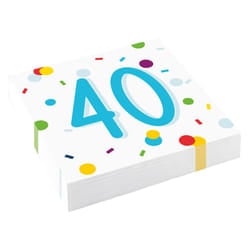 Amscan Confetti 40th Birthday Disposable Napkins (Pack of 20)