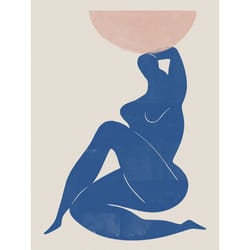 Pyramid International Vase & Woman Print - 40cm x 30cm, Navy/Cream