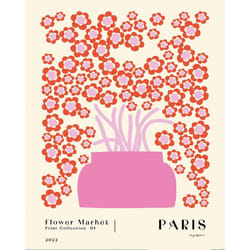 Pyramid International Flower Market Paris Print - 40cm x 30cm, Cream/Pink/Red