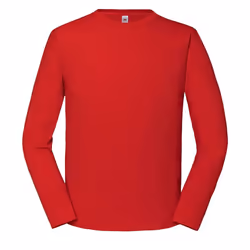 Fruit of the Loom Mens Iconic 195 Premium Ringspun Cotton Long-Sleeved T-Shirt - M, Red