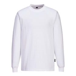 Portwest Mens Anti-Static Long-Sleeved T-Shirt - XL, White