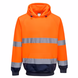Portwest Mens Contrast Hi-Vis Hoodie - L, Orange/Navy