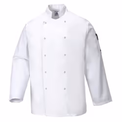 Portwest Mens Suffolk Long-Sleeved Chef Jacket - XL, White
