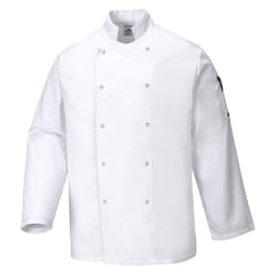 Portwest Mens Suffolk Long-Sleeved Chef Jacket - XL, White