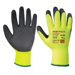 Portwest Unisex Adult A140 Thermal Latex Grip Gloves - XS, Black