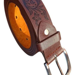 Forest Mens Adult Floral Leather Belt - M, Brown
