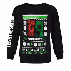 Minecraft Childrens/Kids Creeper Sequins Christmas Jumper - 6 Years, Black/Green/White