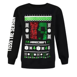 Minecraft Childrens/Kids Creeper Sequins Christmas Jumper - 6 Years, Black/Green/White